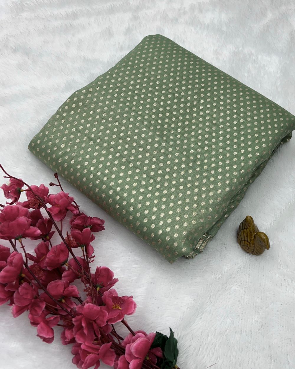 Chanderi Zari Work Pastel Green Colour 46 Inches Width