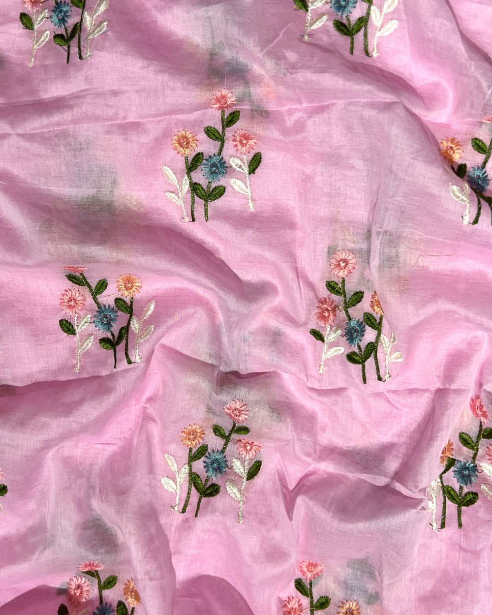 Mal Cotton with Thread Work Pink Colour 42 Inches Width