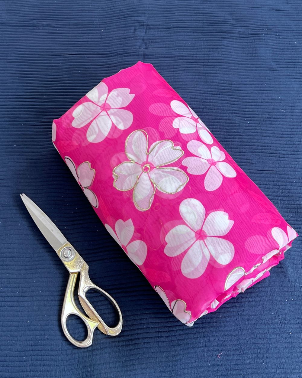 Premium Printed Organza Foil Pink Colour 43 Inches Width