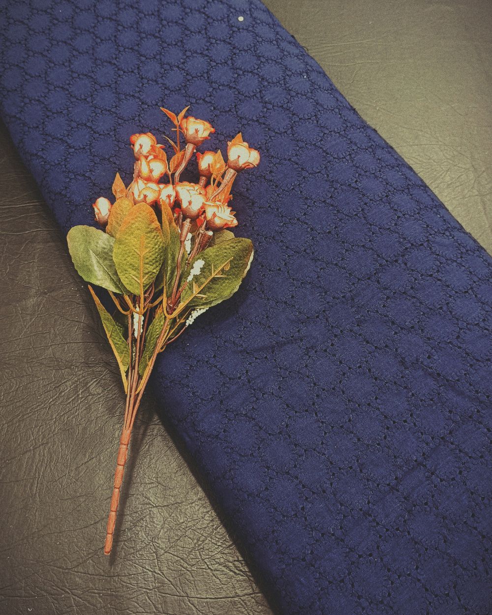 Hakoba Cotton Work Navy Blue Colour 42 Inches Width