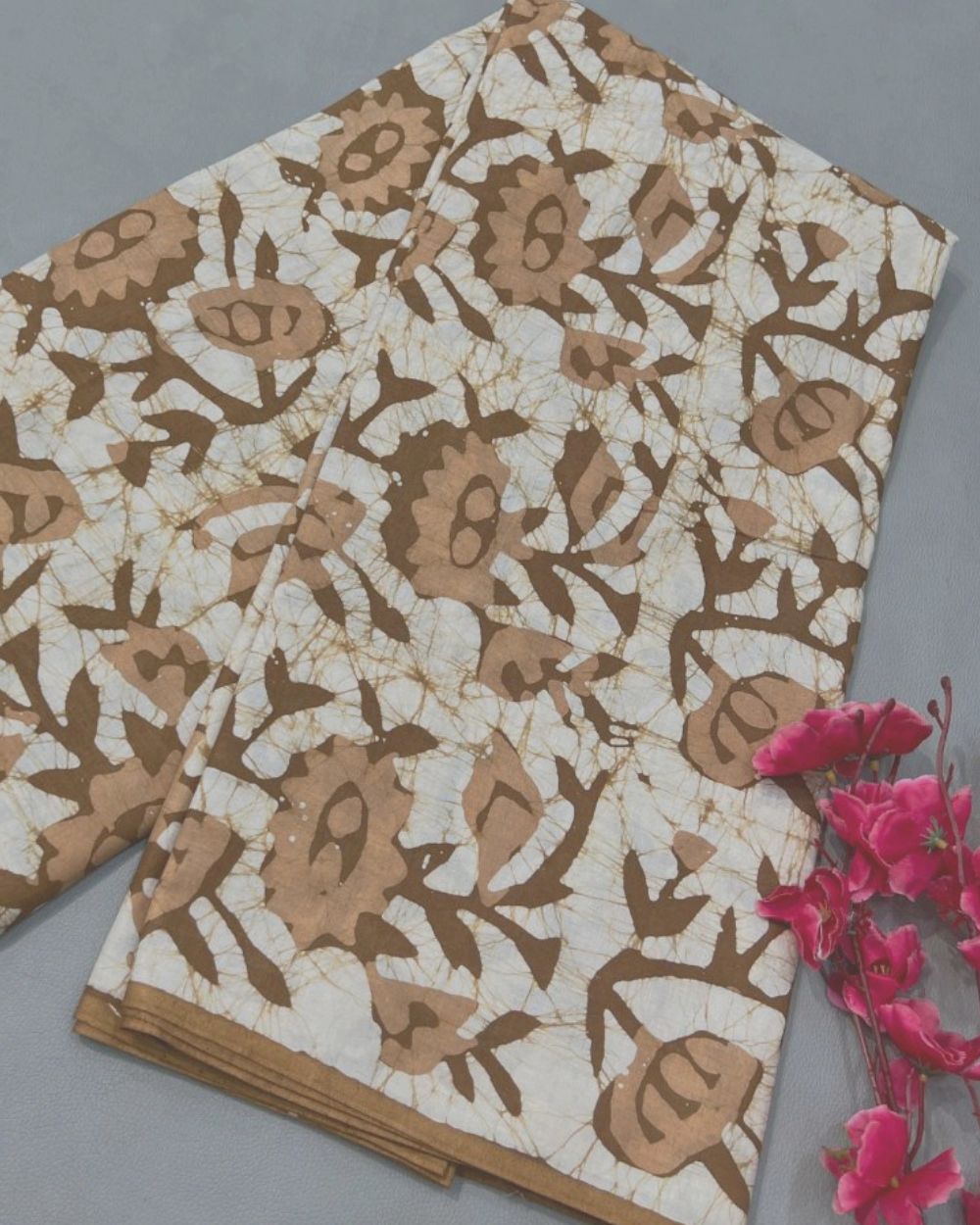 Cotton Dabu Hand Block Print Brown Colour 44 Inches Width