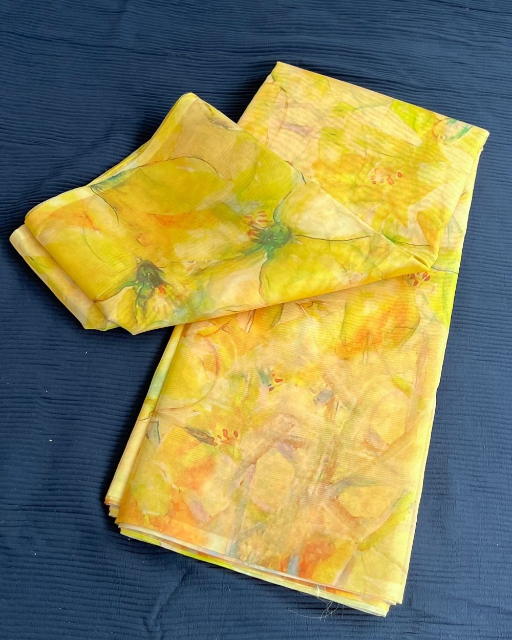 Premium Printed Organza Yellow Colour 42 Inches Width