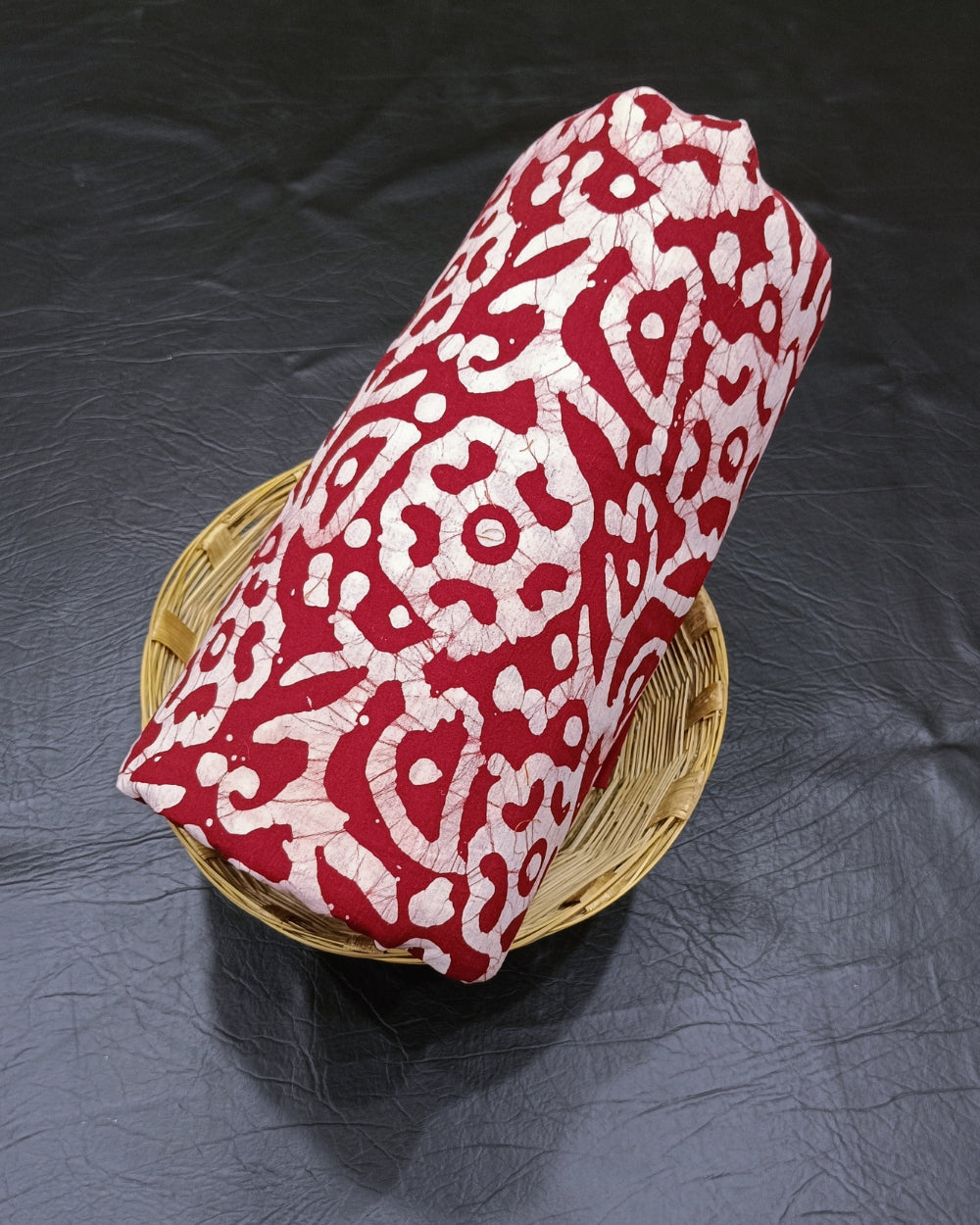 Cotton Hand Blocked Wax Batik Print Dark Maroon Colour 40 Inches Width