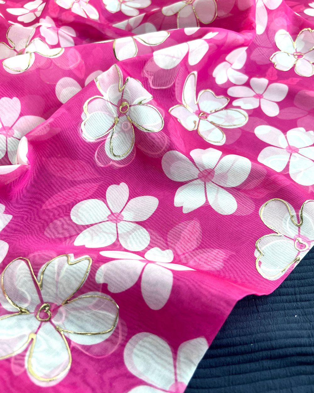 Premium Printed Organza Foil Pink Colour 43 Inches Width