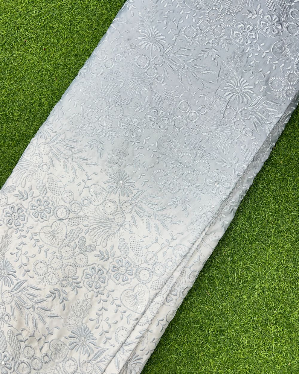 Malai Silk Work Grey Colour 55 Inches Width
