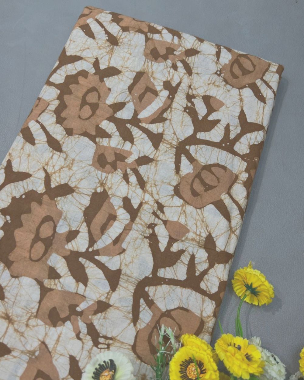 Cotton Dabu Hand Block Print Brown Colour 44 Inches Width