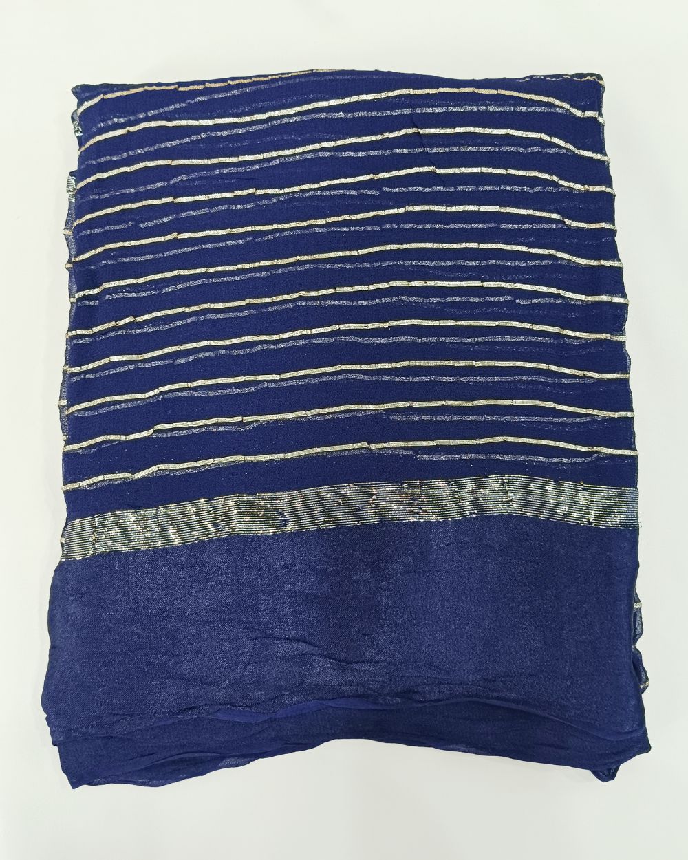 Pure Viscose Saree Without Blouse Navy Blue Colour