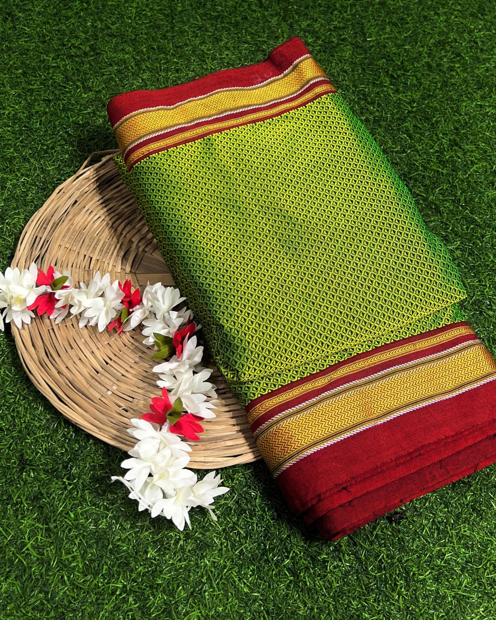 Cotton Khun Parrot Green Colour 36 Inches Width