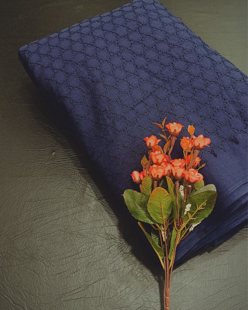 Hakoba Cotton Work Navy Blue Colour 42 Inches Width
