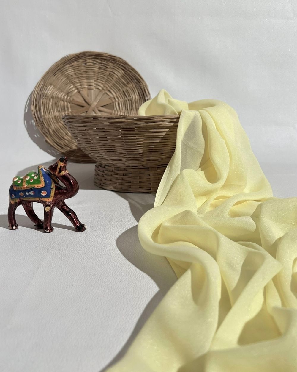 Plain Star Georgette Lemon Yellow Colour 44 Inches Width