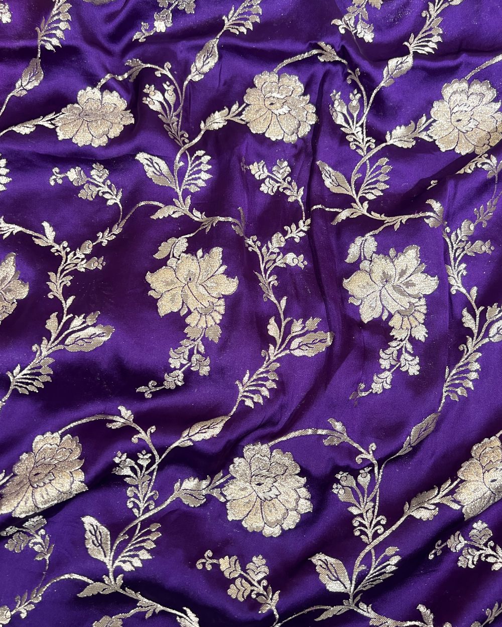 Premium Dola Silk Banarasi Purple Colour 44 Inches Width