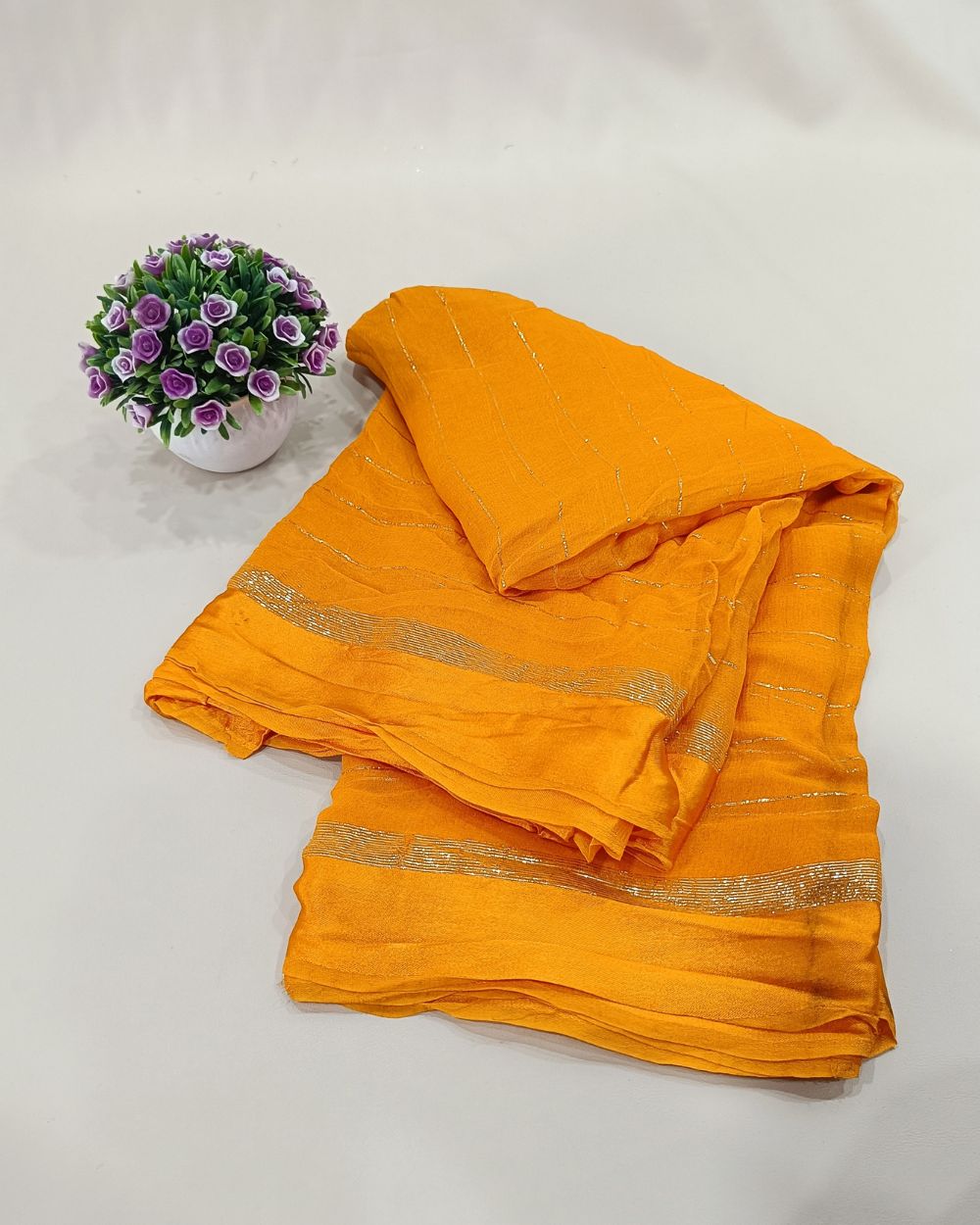 Pure Viscose Saree Without Blouse Mango yellow Colour