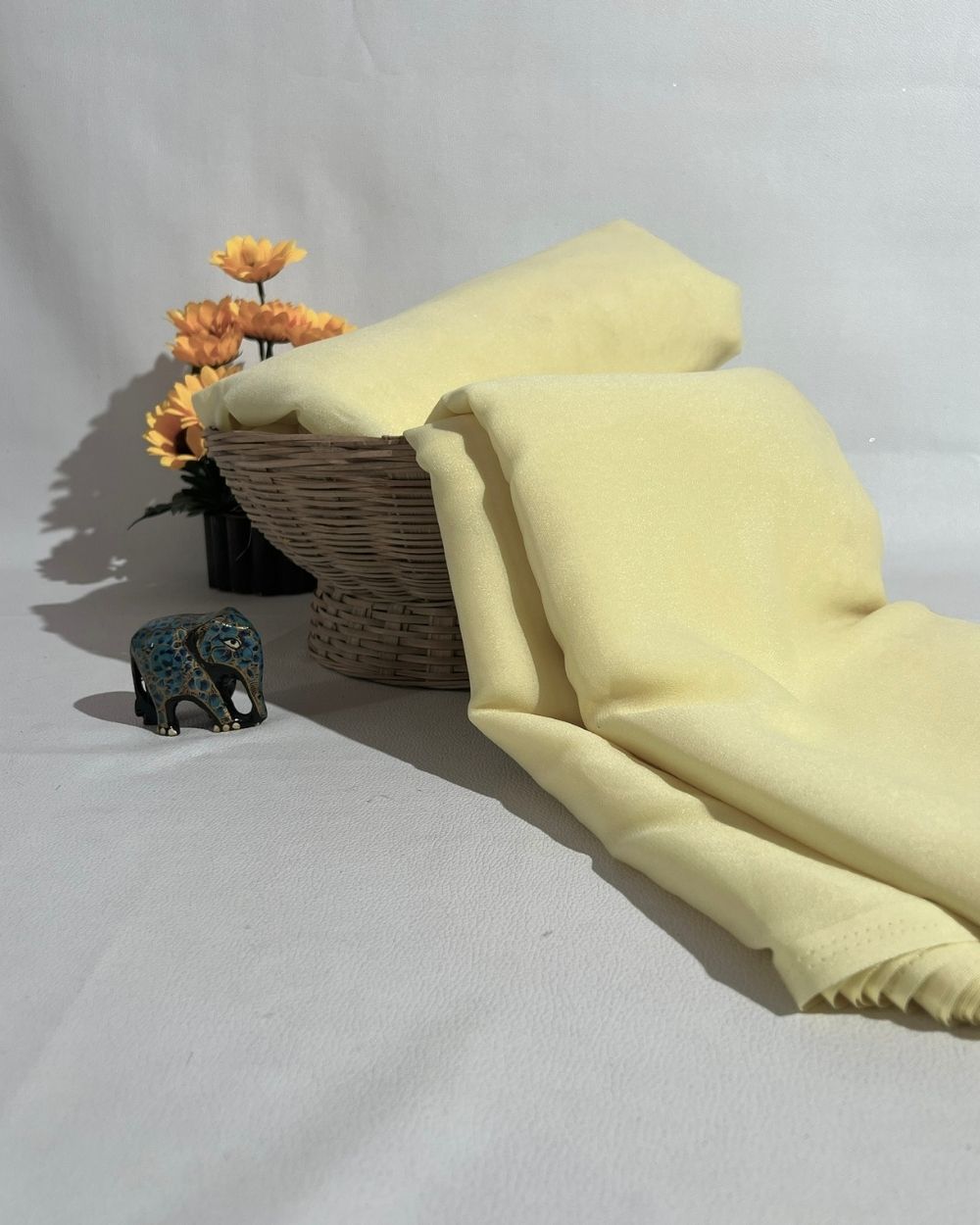 Plain Star Georgette Lemon Yellow Colour 44 Inches Width