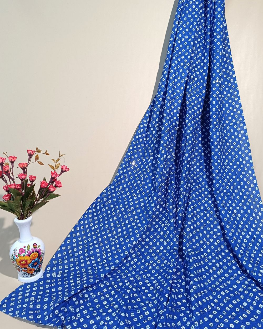 Cotton Abla Work Blue Colour 42 Inches Width