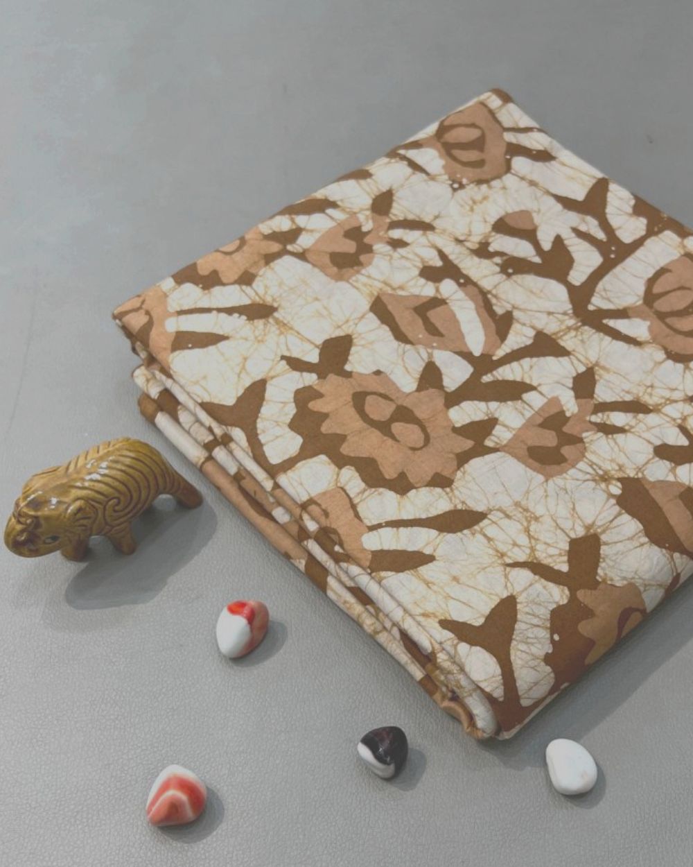 Cotton Dabu Hand Block Print Brown Colour 44 Inches Width