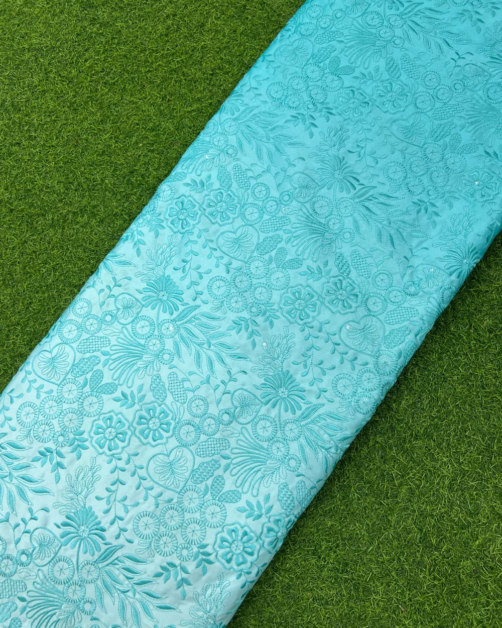 Malai Silk Work Blue Colour 55 Inches Width