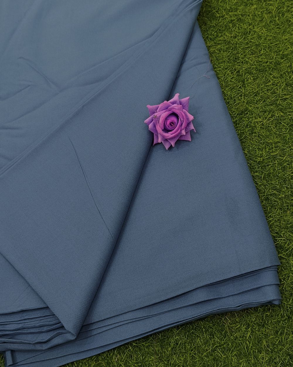 Plain Rayon-cotton Stone Blue Colour 44 Inches Width