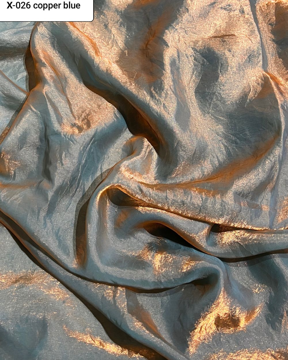 Plain Space Silk (Fendy Satin) Copper Blue Colour 45 Inches Width