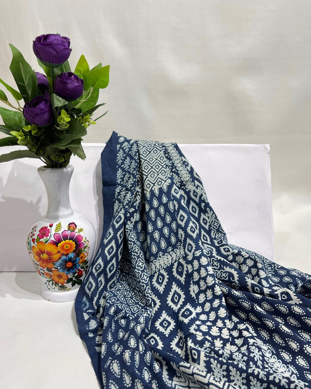 Hand Block Printed Cotton Indigo Blue Colour 44 Inches Width