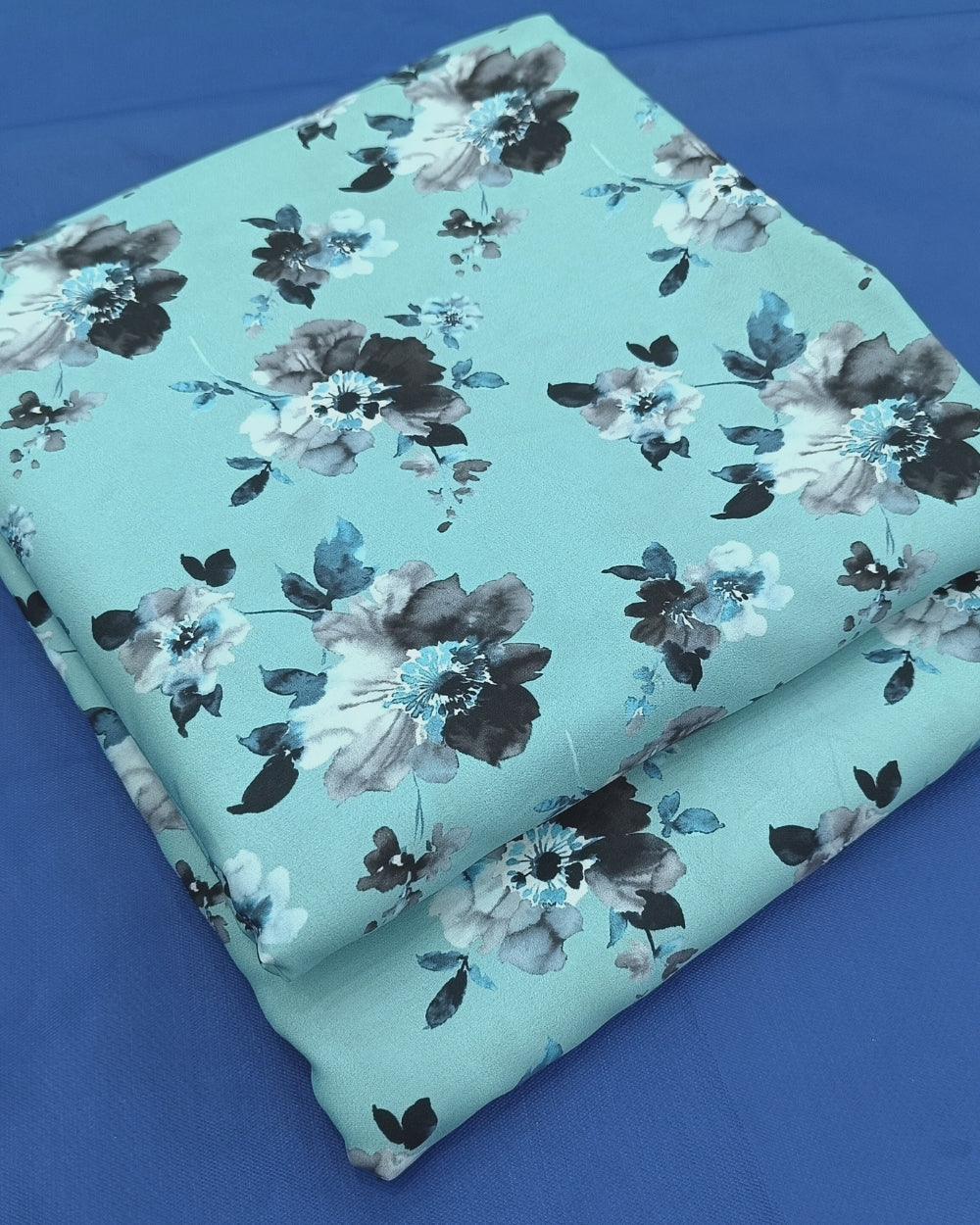 Printed Crepe Digital Sky Blue Colour 44 Inches Width