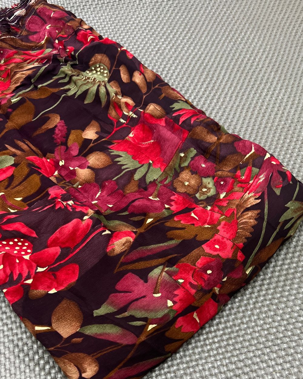 Printed Chinnon Dark Brown Colour 42 Inches Width