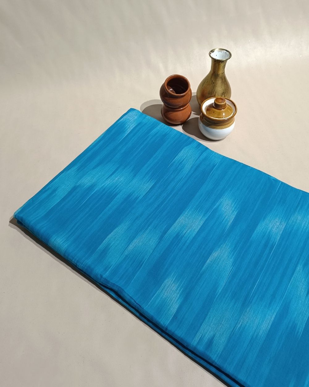 Woven Pure Cotton Ikat Sky Blue Colour 42 Inches Width