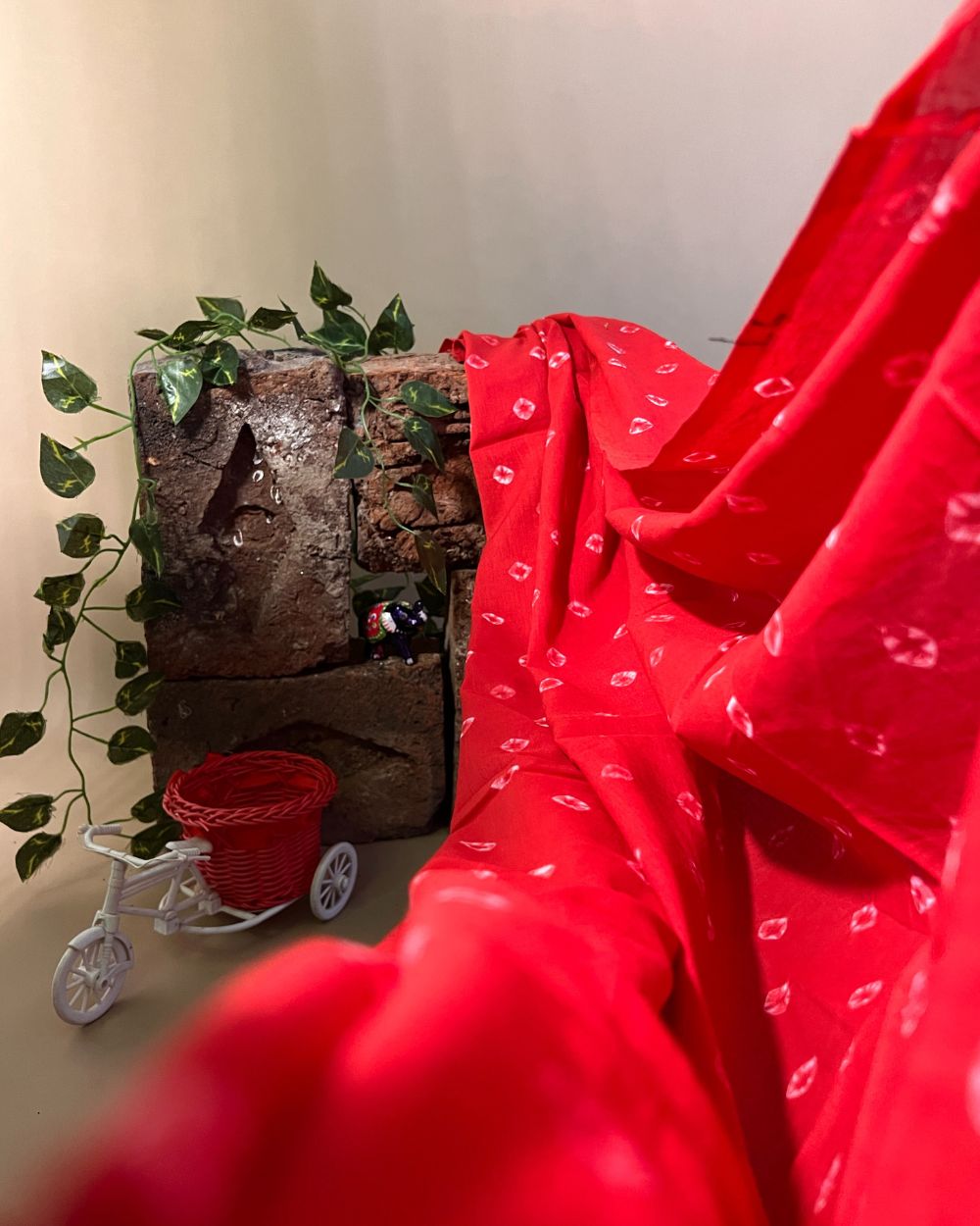 Pure Soft Cotton Bandhani Print Red Colour 44 Inches Width