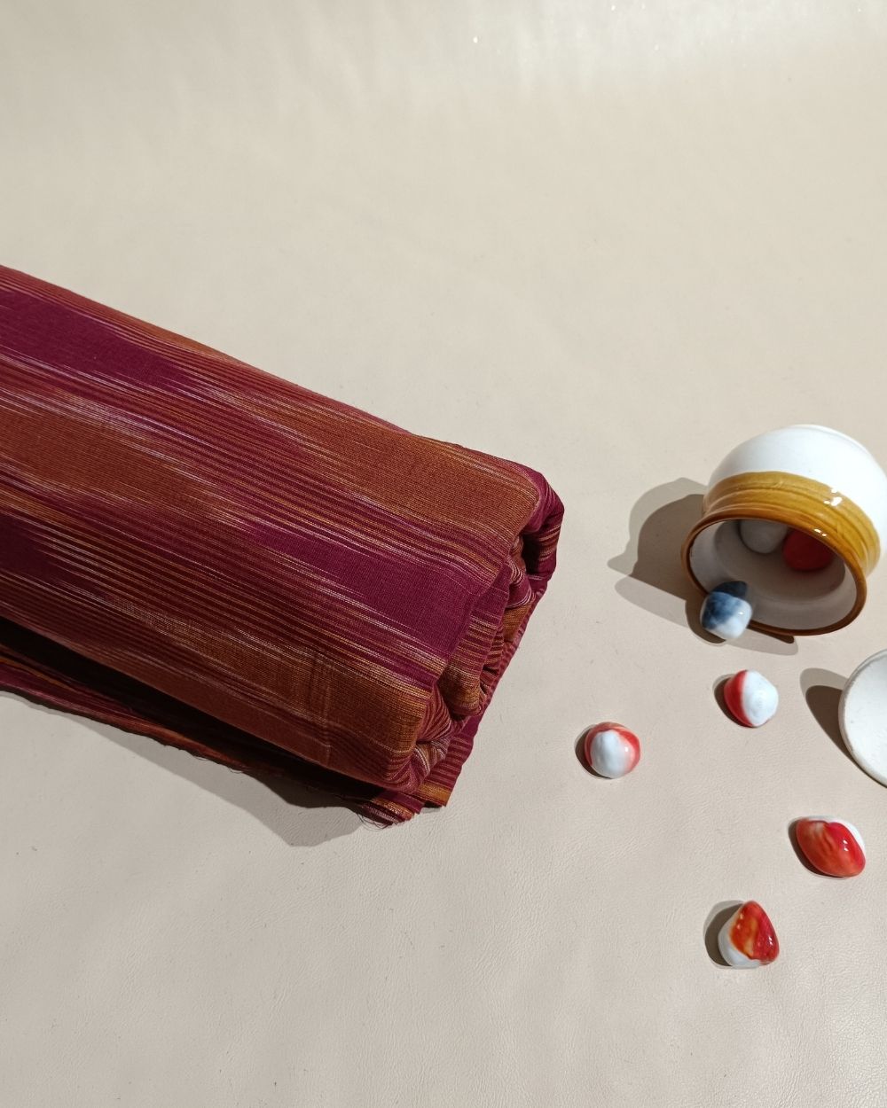 Woven Pure Cotton Ikat Maroon Colour 42 Inches Width
