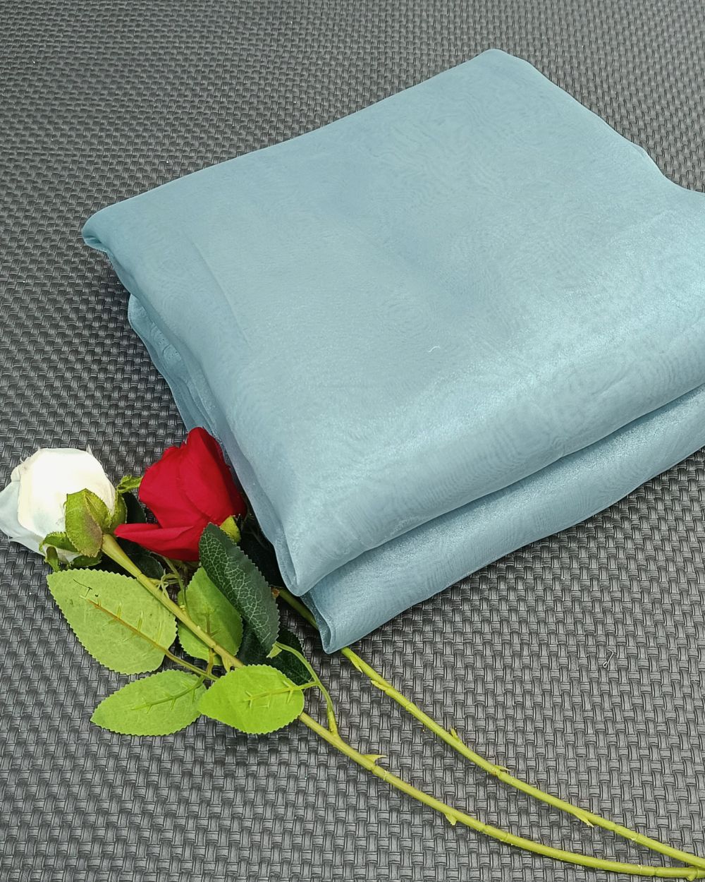Plain Organza Mohair Soft Grey Blue Colour 45 Inches Width
