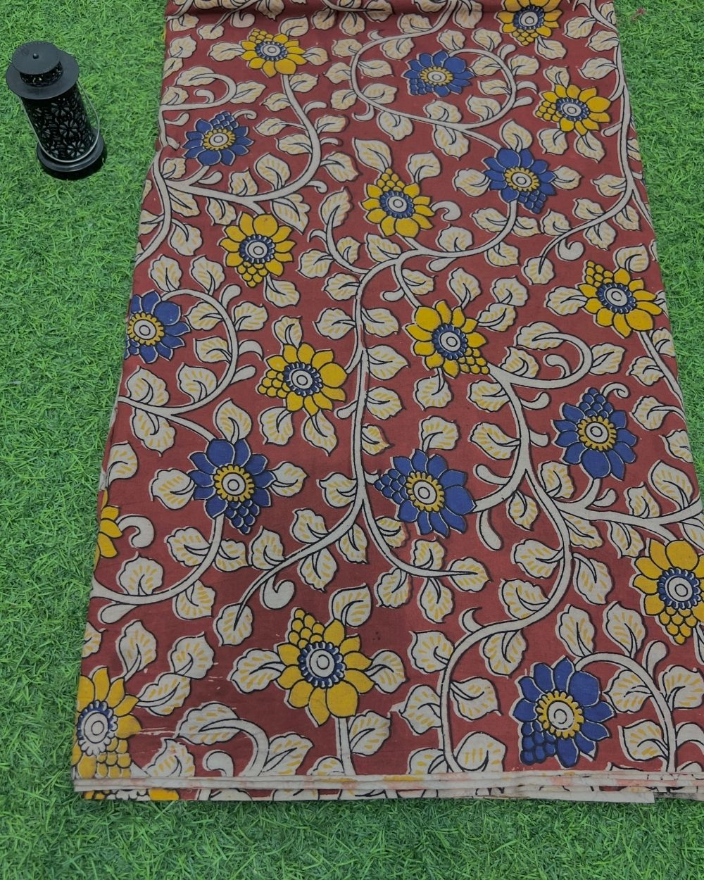 Hand Block Printed Cotton Kalamkari Maroon Colour 47 Inches Width