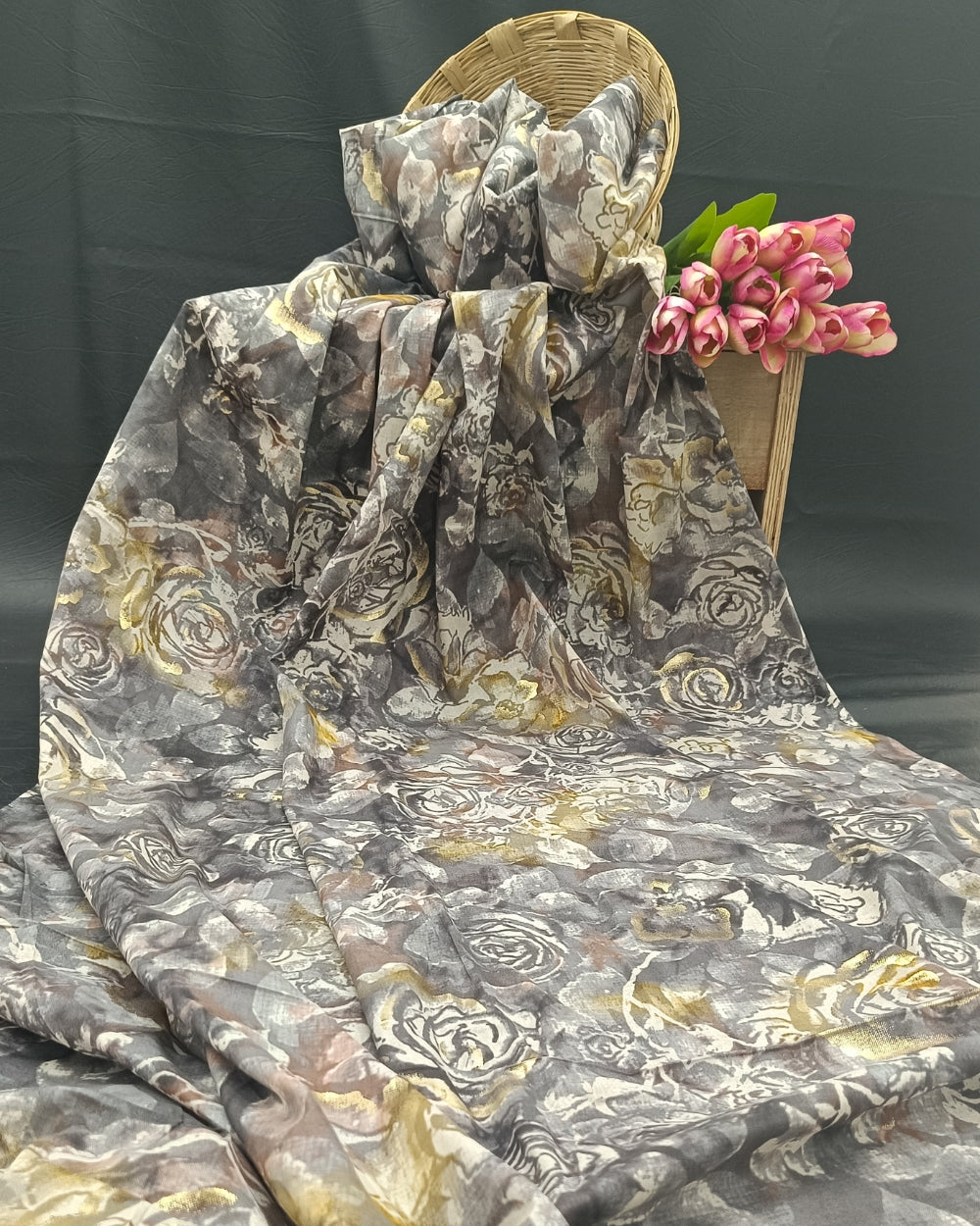 Printed Cotton(Foil) Grey Colour 44 Inches Width