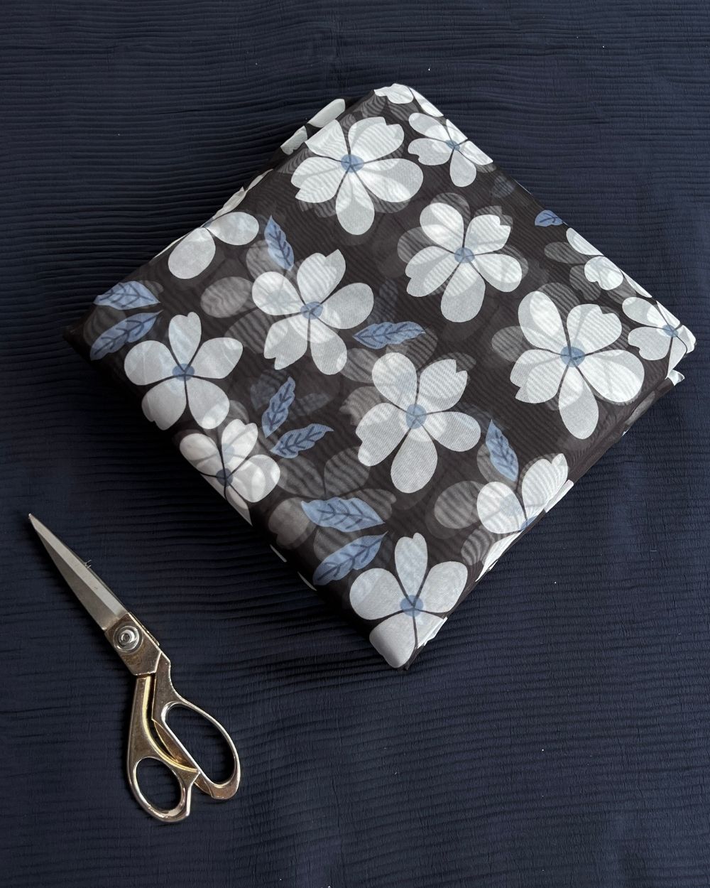 Premium Printed Organza Black Colour 42 Inches Width