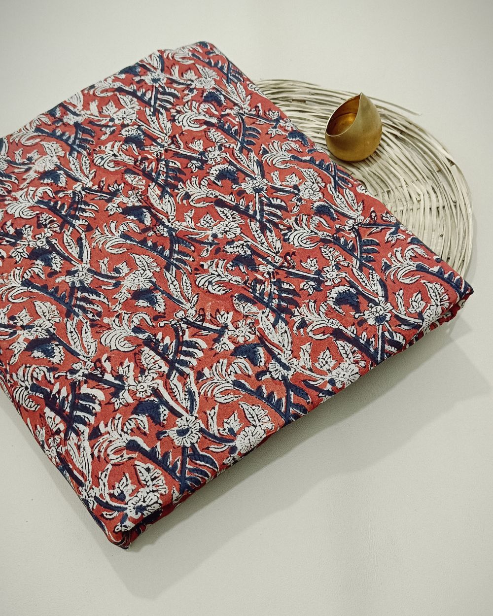 Bagru Hand Block Printed Cotton Red Colour 45 Inches Width