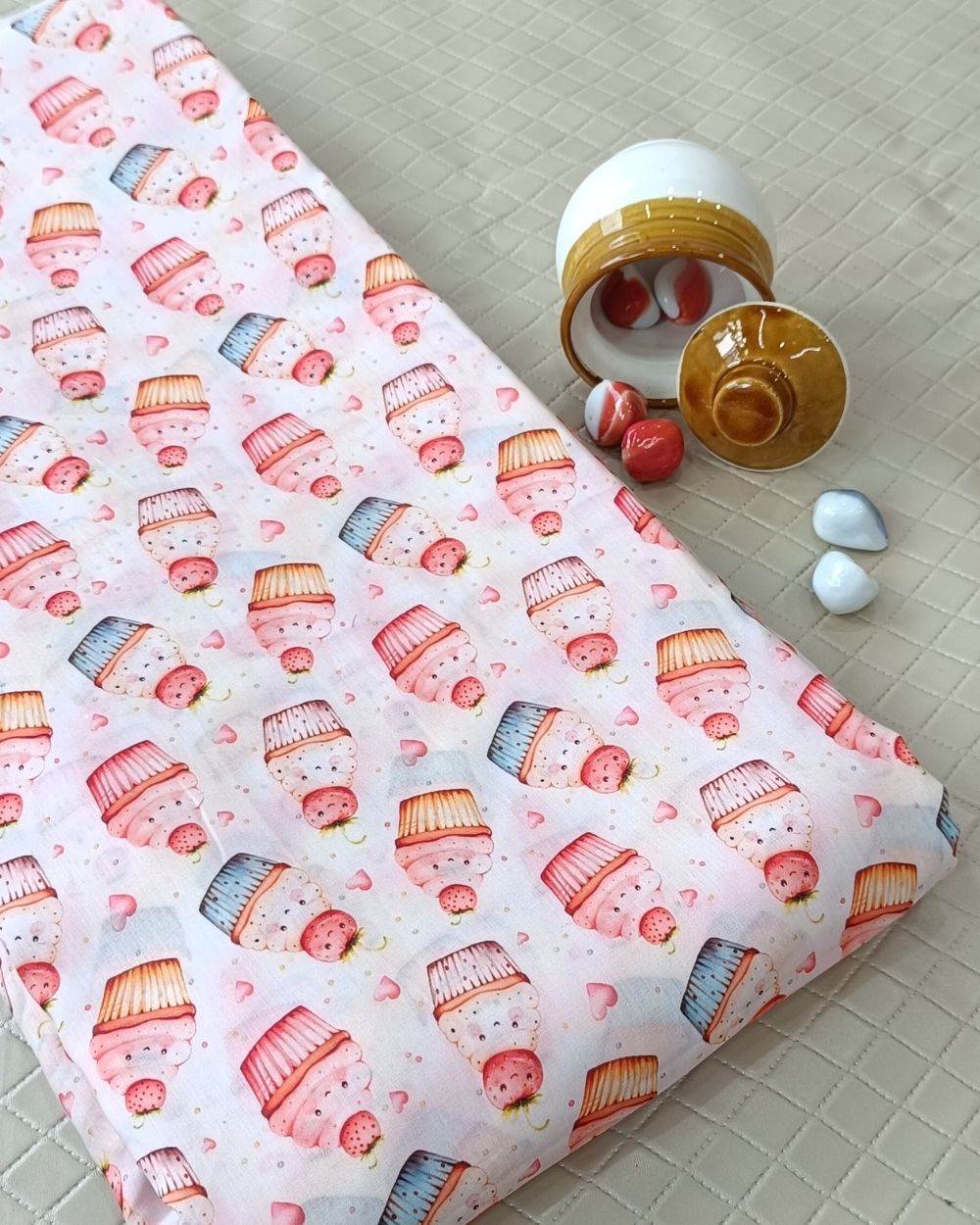 Soft Cotton with Kids Print (Baby/Nursery) White Colour 44 Inches Width