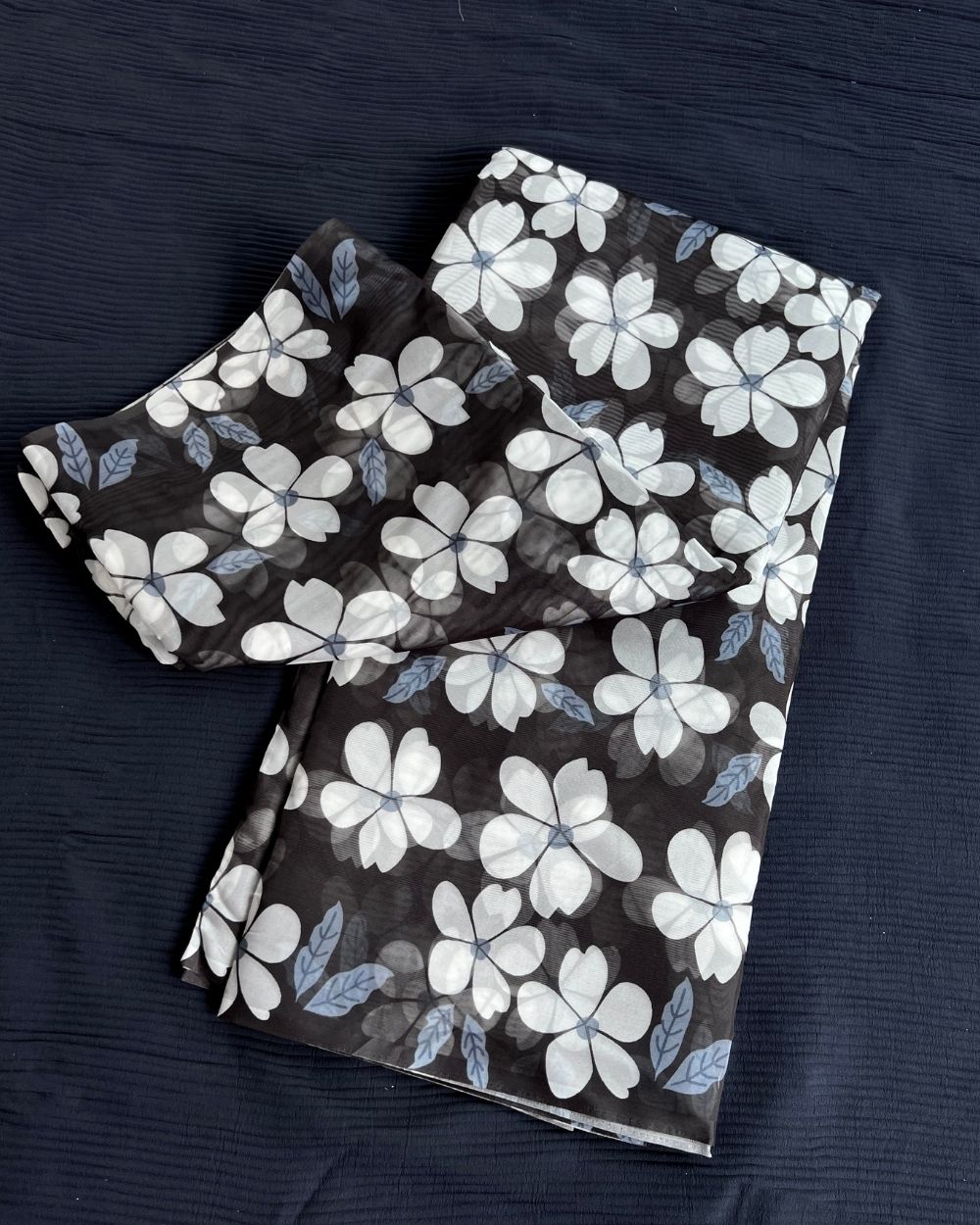 Premium Printed Organza Black Colour 42 Inches Width