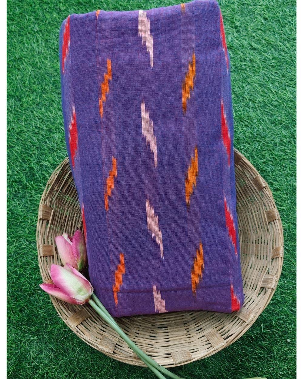 Woven Pure Cotton Ikat Lavender Colour 42 Inches Width