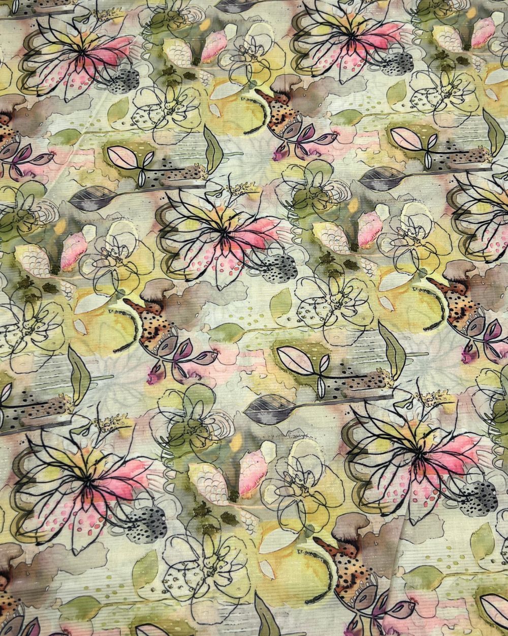 Printed Shimmer Bali Cotton Light Yellow Colour 44 Inches Width