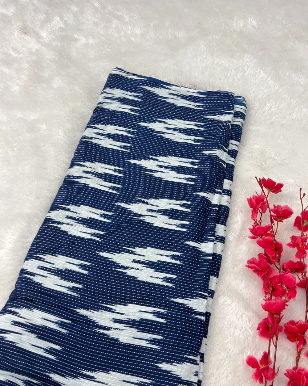 Printed Cotton Kantha Work Navy Blue Colour 42 Inches Width