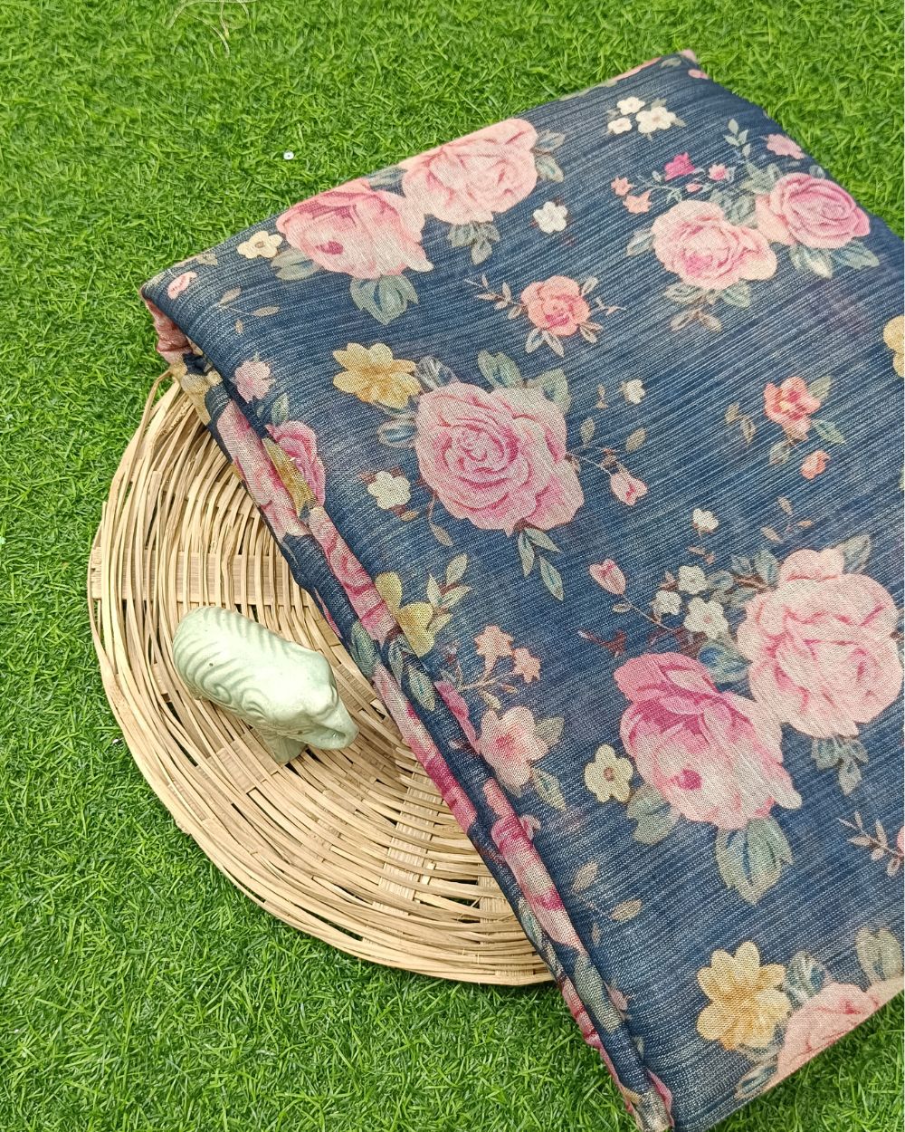 Printed Zari-Digital Navy Blue Colour 42 Inches Width