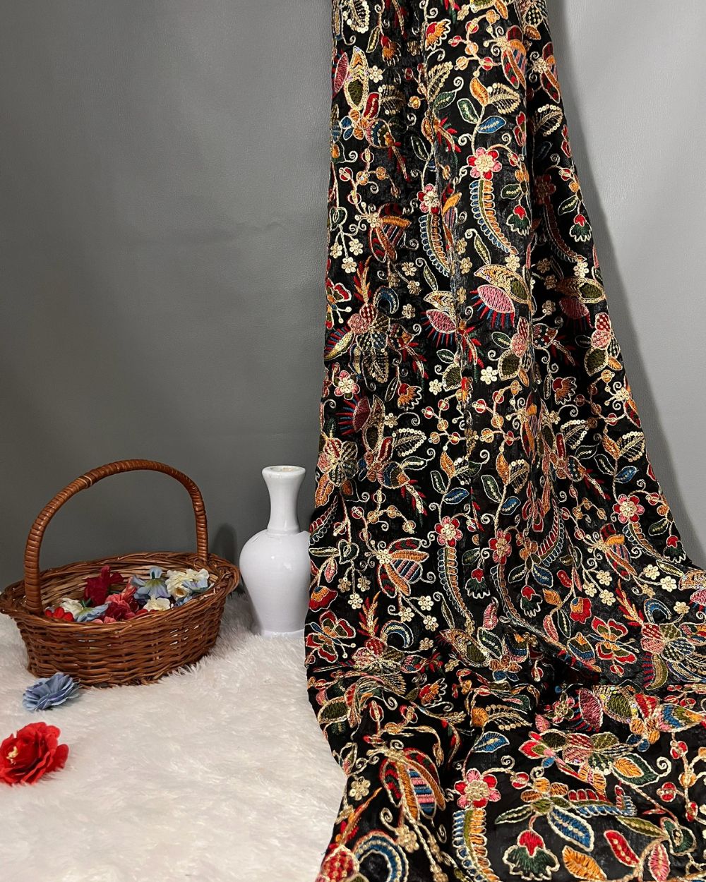 Space Silk Work Black Colour 42 Inches Width