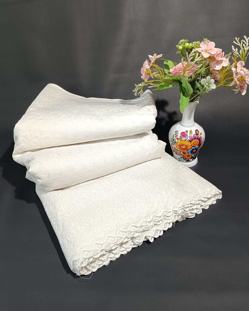 Chikankari Cotton With Border Work White Colour 42 Inches Width