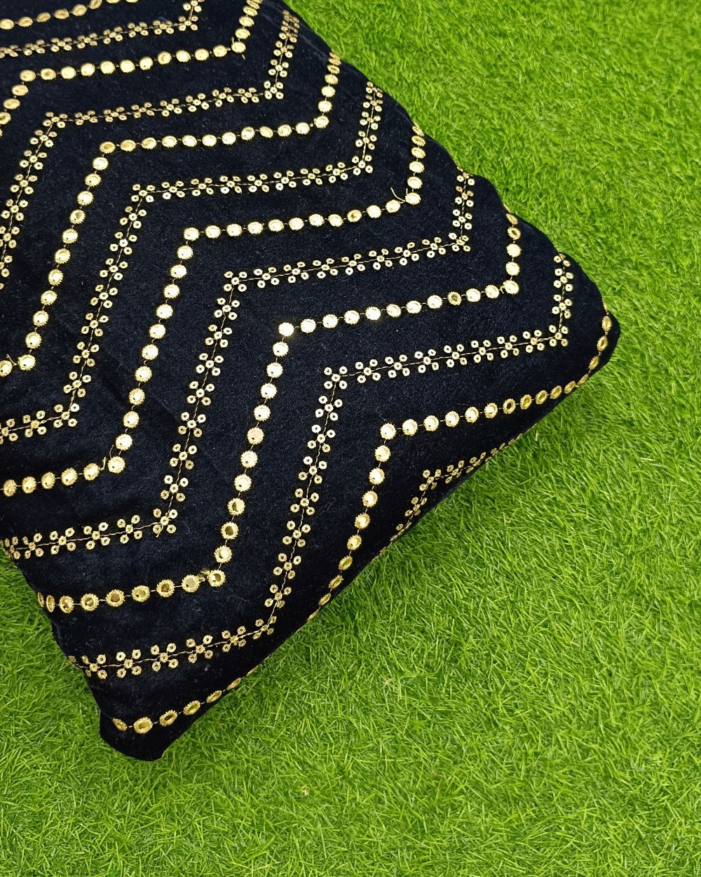 Velvet Work Navy Blue Colour 44 Inches Width