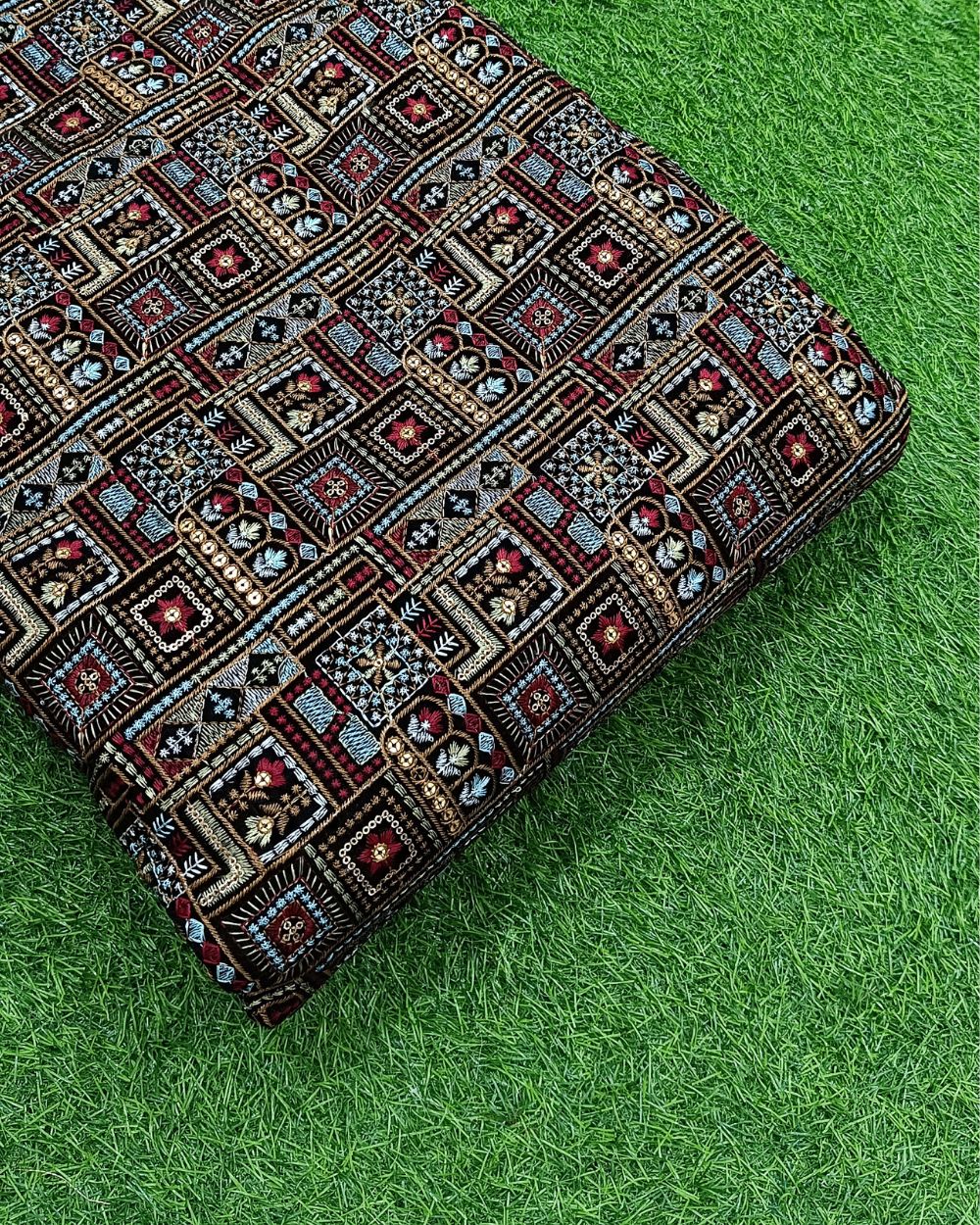Velvet Work Black Colour 42 Inches Width