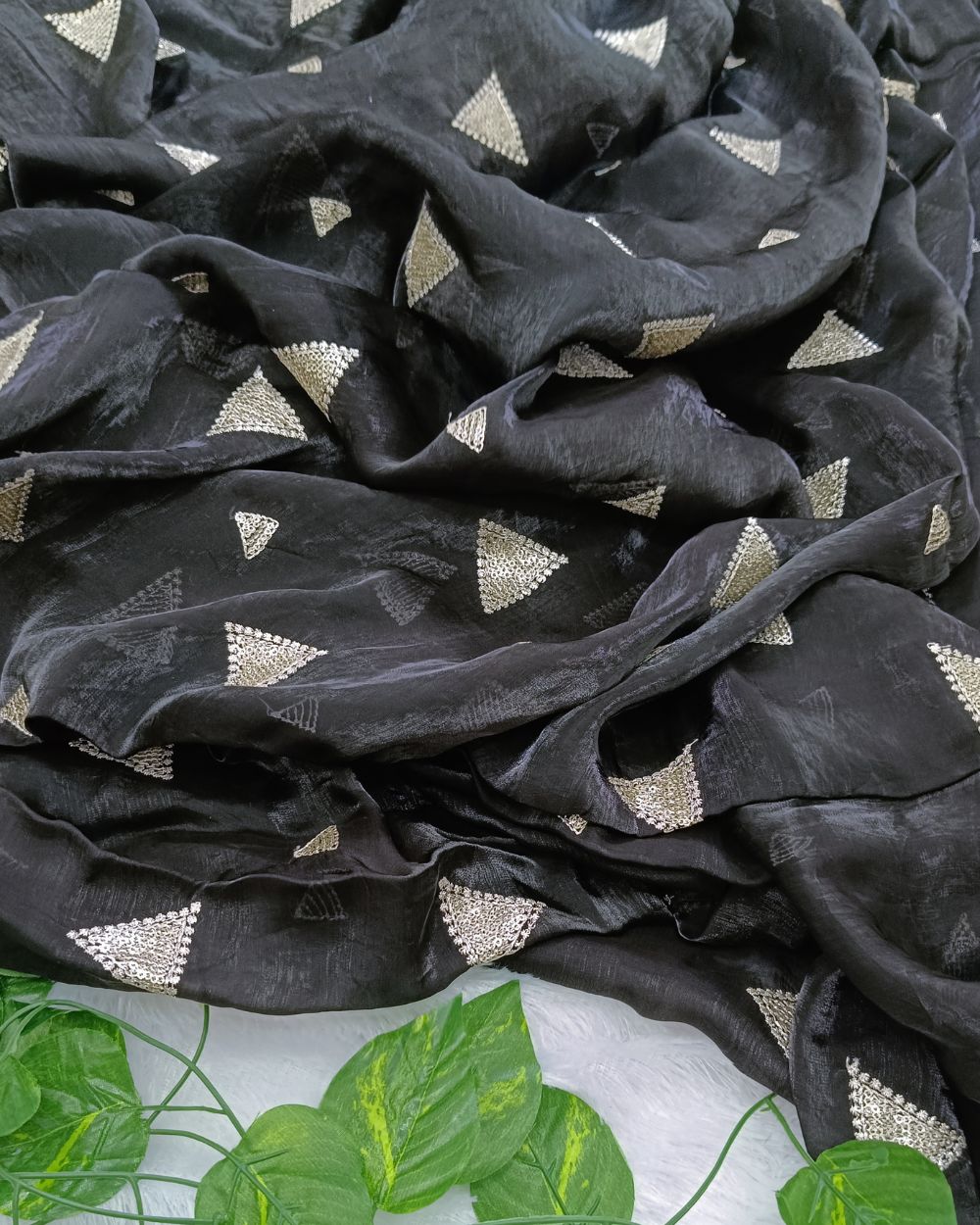 Space Silk Work Black Colour 45 Inches Width