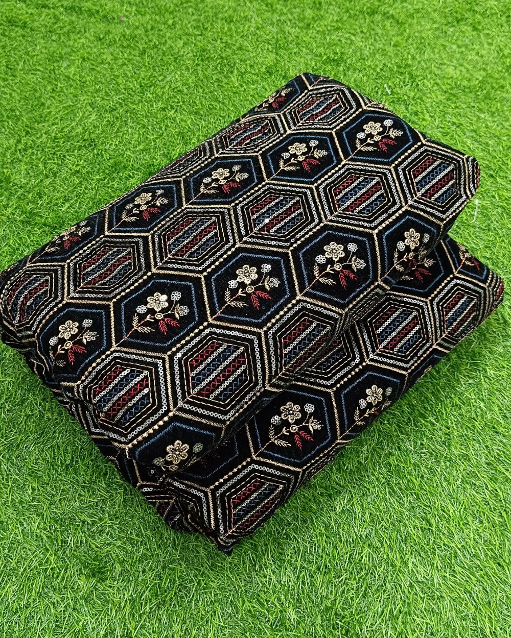 Velvet Work Black Colour 38 Inches Width