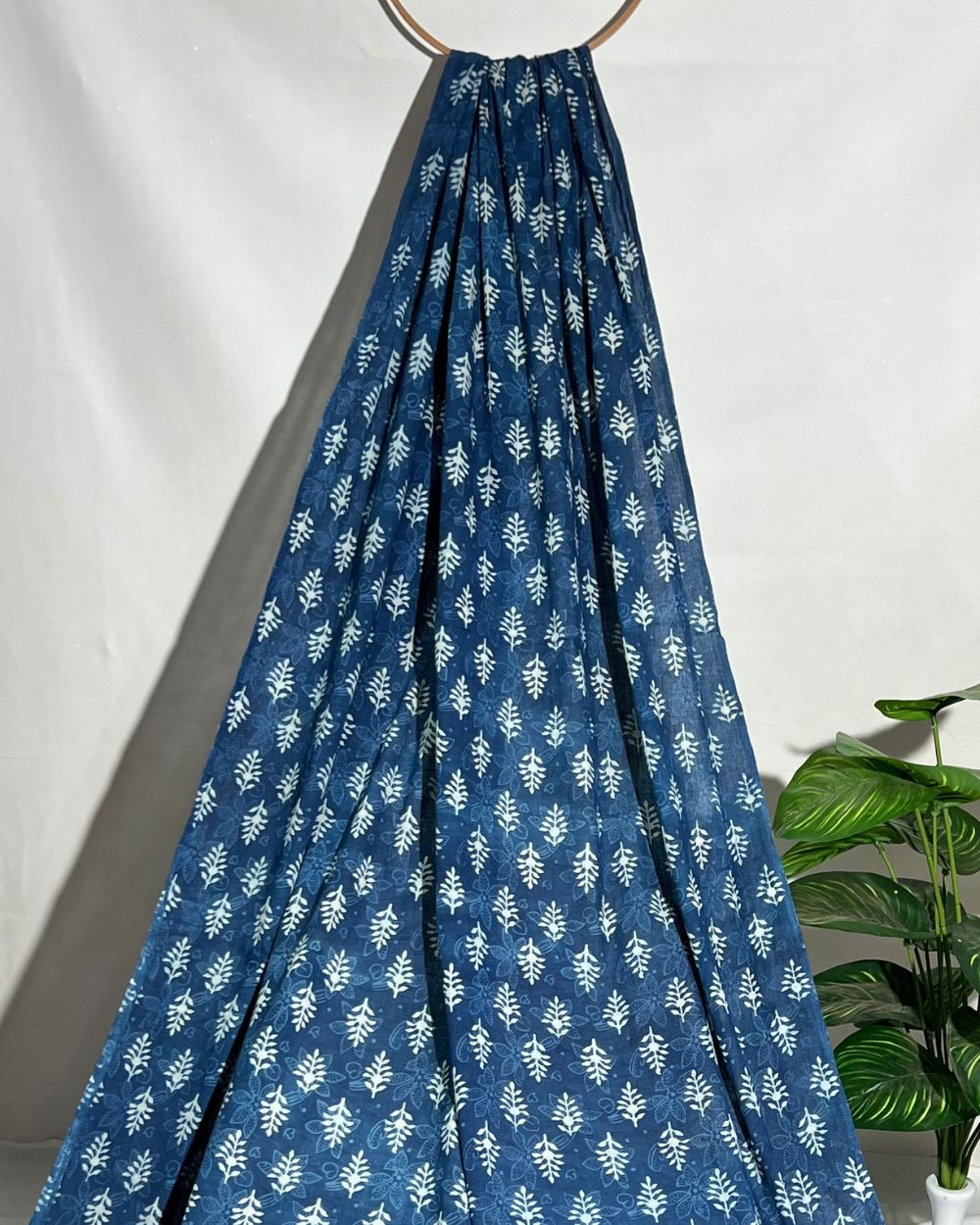 Hand Block Printed Cotton Indigo Blue Colour 44 Inches Width