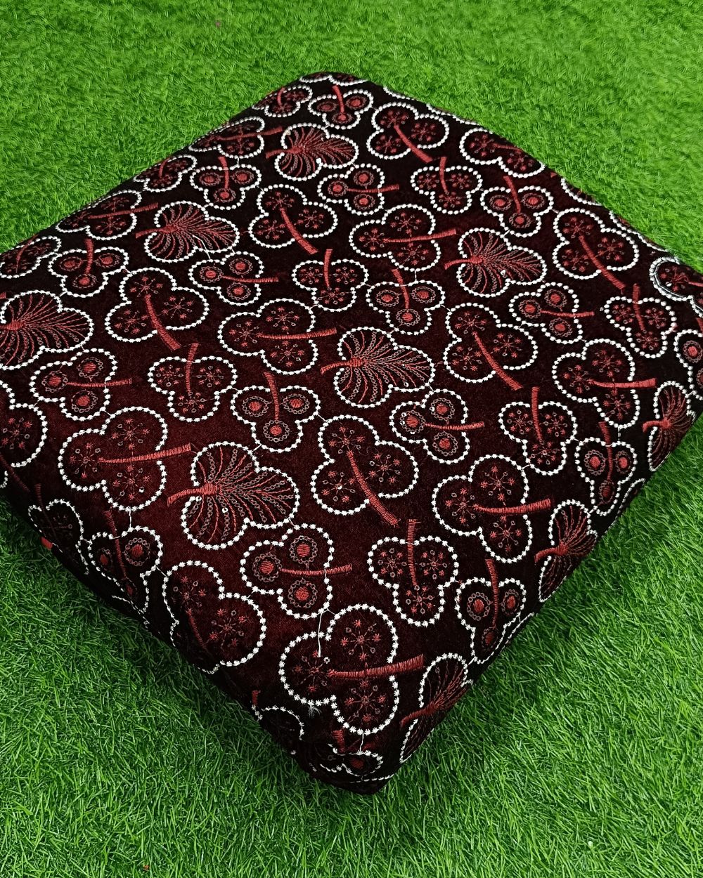 Velvet Work Dark Maroon Colour 44 Inches Width