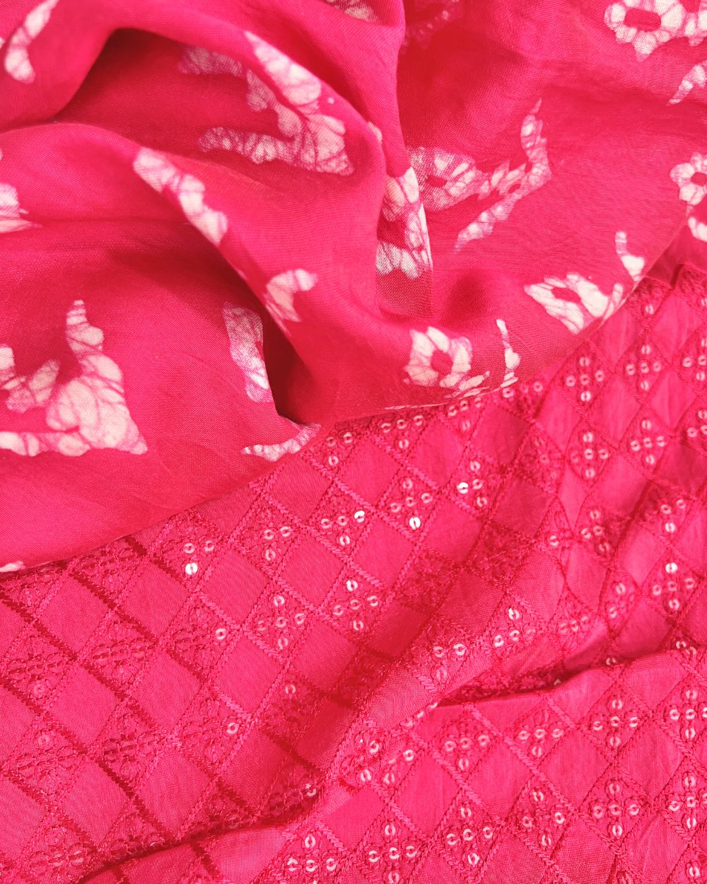 Muslin with Border Work Pink Colour 45 Inches Width