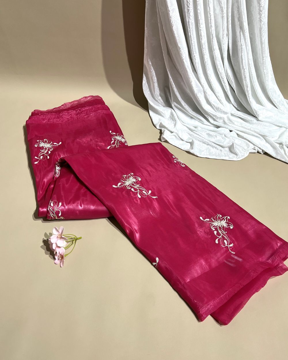 Gold Crush Work Pink Colour 44 Inches Width