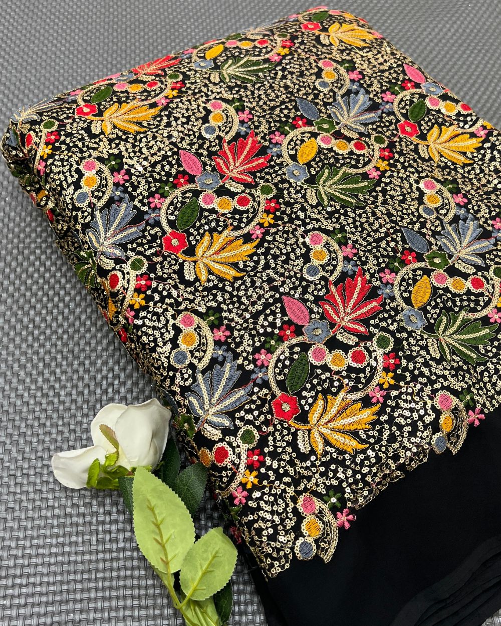 Georgette Work Black Colour 42 Inches Width